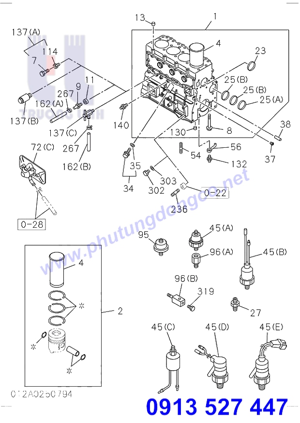 BLOCK MÁY ISUZU 4BD1 - PHỤ TÙNG XE ĐÀO HITACHI EX120-2