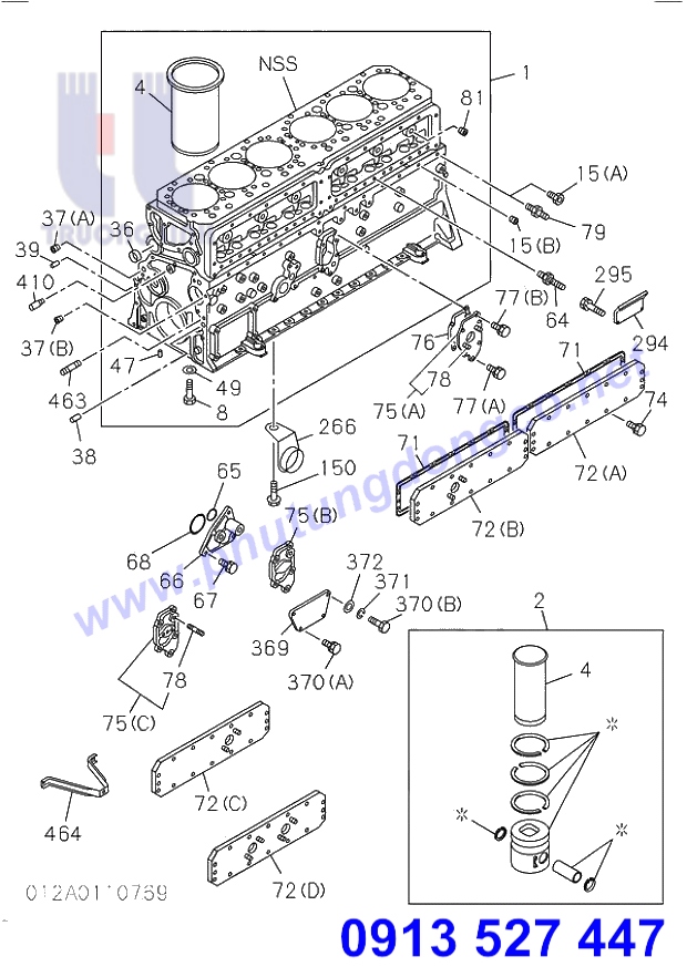 BLOCK MÁY ISUZU 6RB1 - PHỤ TÙNG XE ĐÀO HITACHI EX400-3