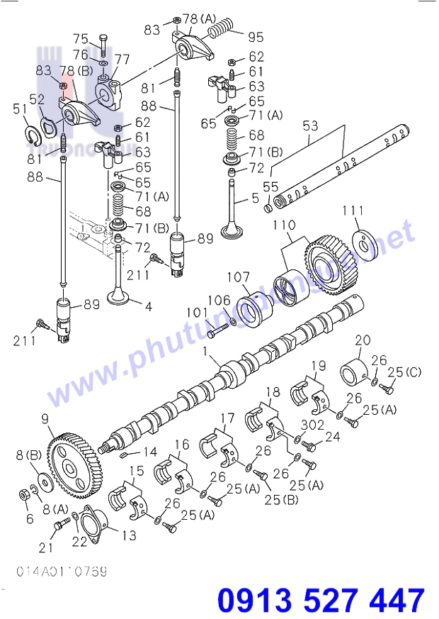 TRỤC CAM & XUPAP ISUZU 6RB1 - PHỤ TÙNG XE ĐÀO HITACHI EX400-3