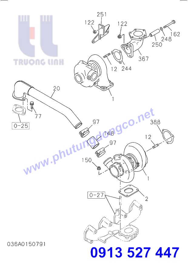 TURBO TĂNG ÁP ISUZU 4BG1 - PHỤ TÙNG XE ĐÀO HITACHI ZX130