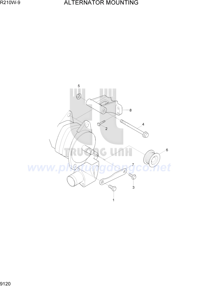 Máy phát điện động cơ QSB6.7 - phụ tùng xe đào hyundai r210w-9