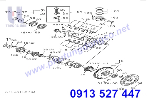 TRỤC CƠ - PISTON & PULLEY GIẢM CHẤN ISUZU 4BD1 - PHỤ TÙNG XE ĐÀO HITACHI EX120-2