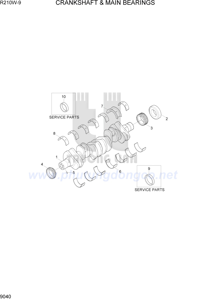 Trục khuỷu, bạc trục khuỷu động cơ QSB6.7 - Phụ tùng xe đào hyundai R210W-9