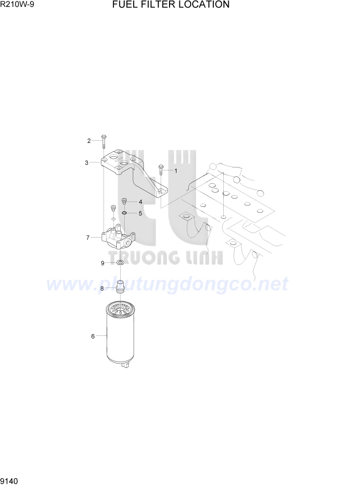 lọc nhiên liệu động cơ qsb6.7 - phụ tùng xe đào hyundai r210w-9