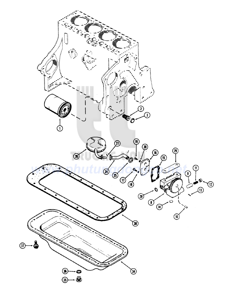 Bơm nhớt, lọc nhớt động cơ case 188 - case spare parts genuine