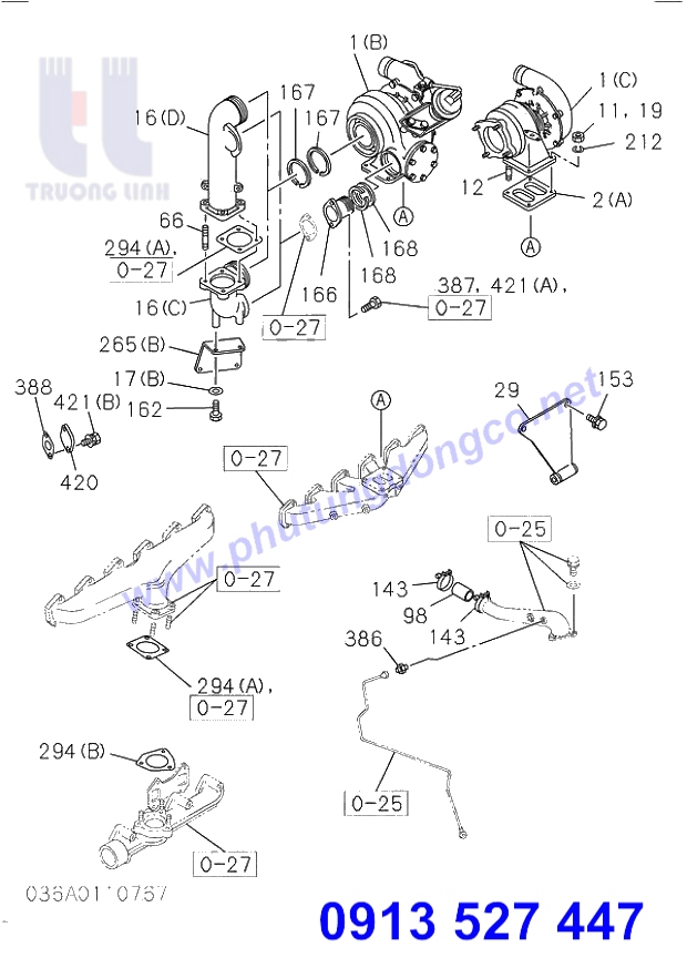 TURBO TĂNG ÁP ISUZU 6BD1 - PHỤ TÙNG XE ĐÀO HITACHI EX200-2